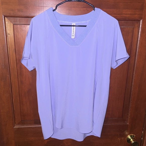 Athleta Periwinkle Zephyr Short Sleeve V-Neck Tee - Picture 3 of 7